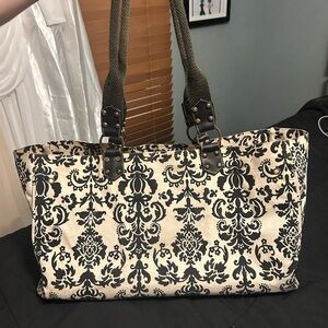 Elegant Black and Cream Tote Bag